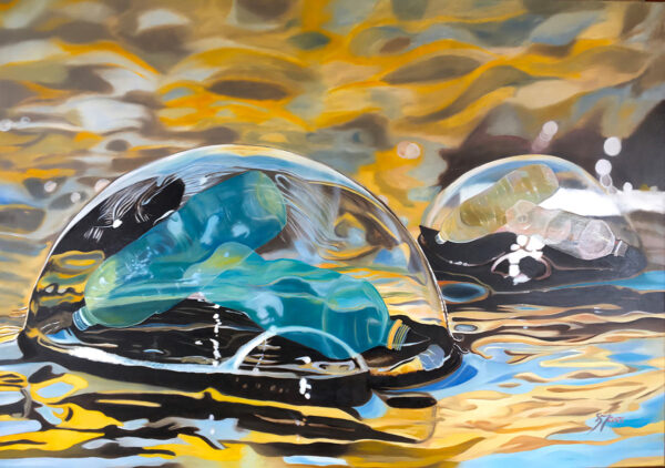 PLASTIC BUBBLE - INVASIVE PLASTIC PROJECT – Oil on Canvas / 140 x 100 cm / 2021 by Giovanni Merola